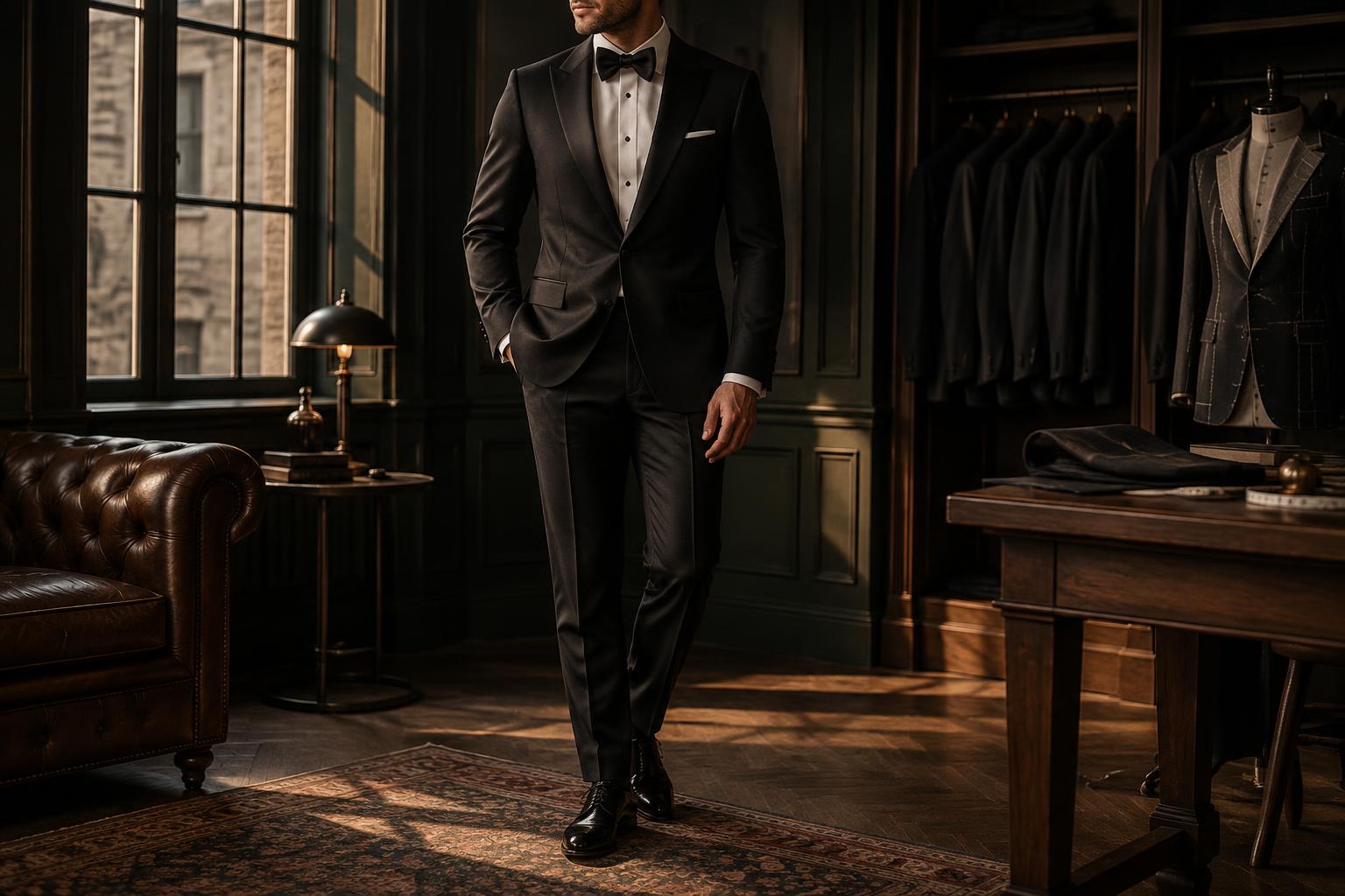 Man in formal eveningwear in a refined menswear setting